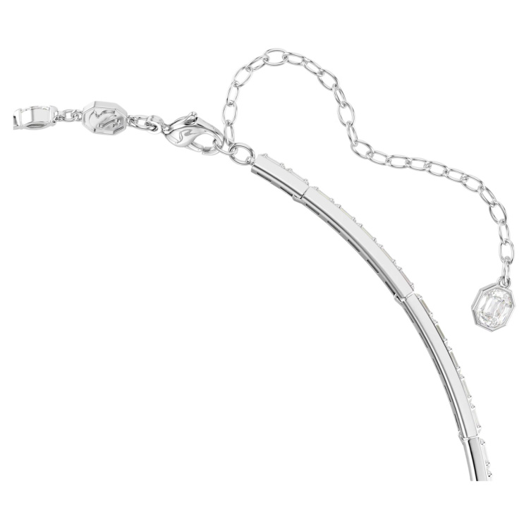 Mesmera Y necklace Mixed cuts, White, Rhodium plated